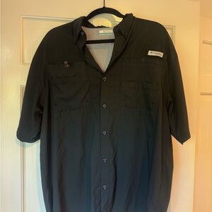 Columbia Short Sleeve Button-Up Fishing Shirt — Black PFG